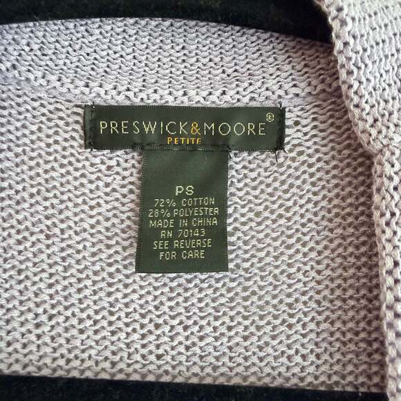 Preswick & Moore Petite Lavender Open Front Knit Cardigan Sweater - Picture 3 of 4